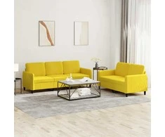 Sofa Sofos komplektas, 2 dalių, geltonos spalvos, aksomas