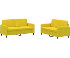 Sofa Sofos komplektas, 2 dalių, geltonos spalvos, aksomas