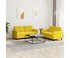 Sofa Sofos komplektas, 2 dalių, geltonos spalvos, aksomas