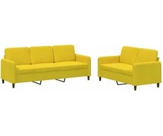 Sofa Sofos komplektas, 2 dalių, geltonos spalvos, aksomas