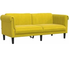 Sofa Sofos komplektas, 2 dalių, geltonos spalvos, aksomas
