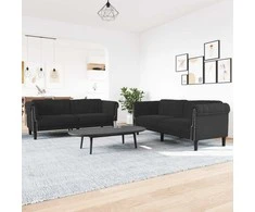 Sofa Sofos komplektas, 2 dalių, juodos spalvos, aksomas