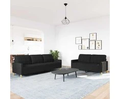 Sofa Sofos komplektas, 2 dalių, juodos spalvos, audinys