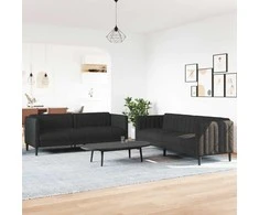 Sofa Sofos komplektas, 2 dalių, juodos spalvos, audinys
