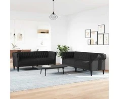 Sofa Sofos komplektas, 2 dalių, juodos spalvos, audinys