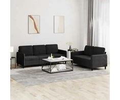 Sofa Sofos komplektas, 2 dalių, juodos spalvos, aksomas