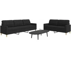 Sofa Sofos komplektas, 2 dalių, juodos spalvos, audinys