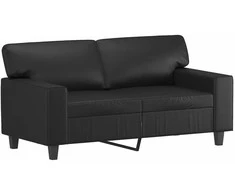 Sofa Sofos komplektas, 2 dalių, juodos spalvos, dirbtinė oda