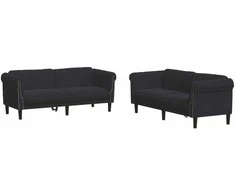 Sofa Sofos komplektas, 2 dalių, juodos spalvos, aksomas