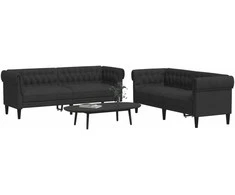 Sofa Sofos komplektas, 2 dalių, juodos spalvos, audinys