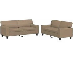 Sofa Sofos komplektas, 2 dalių, kapučino spalvos, dirbtinė oda