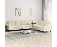 Sofa Sofos komplektas, 2 dalių, kreminės spalvos, audinys