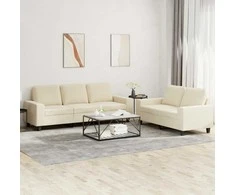Sofa Sofos komplektas, 2 dalių, kreminės spalvos, audinys