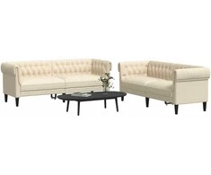 Sofa Sofos komplektas, 2 dalių, kreminės spalvos, audinys