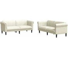Sofa Sofos komplektas, 2 dalių, kreminės spalvos, aksomas