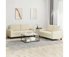 Sofa Sofos komplektas, 2 dalių, kreminės spalvos, audinys