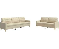 Sofa Sofos komplektas, 2 dalių, kreminės spalvos, audinys
