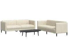Sofa Sofos komplektas, 2 dalių, kreminės spalvos, audinys