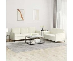 Sofa Sofos komplektas, 2 dalių, kreminės spalvos, aksomas