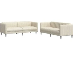 Sofa Sofos komplektas, 2 dalių, kreminės spalvos, audinys