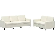 Sofa Sofos komplektas, 2 dalių, kreminės spalvos, aksomas