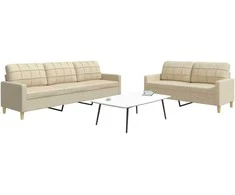 Sofa Sofos komplektas, 2 dalių, kreminės spalvos, audinys