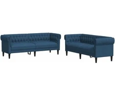 Sofa Sofos komplektas, 2 dalių, mėlynos spalvos, audinys
