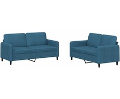 Sofa Sofos komplektas, 2 dalių, mėlynos spalvos, aksomas