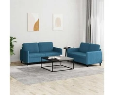 Sofa Sofos komplektas, 2 dalių, mėlynos spalvos, aksomas