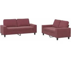 Sofa Sofos komplektas, 2 dalių, raudonojo vyno spalvos, audinys