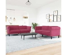 Sofa Sofos komplektas, 2 dalių, raudonojo vyno spalvos, aksomas