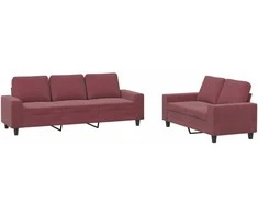 Sofa Sofos komplektas, 2 dalių, raudonojo vyno spalvos, audinys