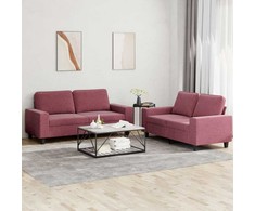 Sofa Sofos komplektas, 2 dalių, raudonojo vyno spalvos, audinys