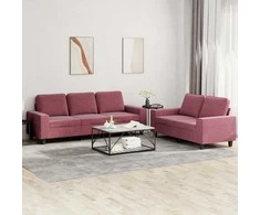 Sofa Sofos komplektas, 2 dalių, raudonojo vyno spalvos, audinys
