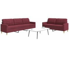 Sofa Sofos komplektas, 2 dalių, raudonojo vyno spalvos, audinys