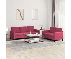 Sofa Sofos komplektas, 2 dalių, raudonojo vyno spalvos, aksomas