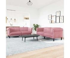 Sofa Sofos komplektas, 2 dalių, rožinės spalvos, aksomas