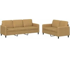 Sofa Sofos komplektas, 2 dalių, rudos spalvos, aksomas