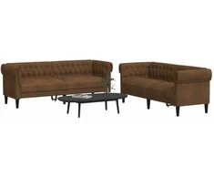 Sofa Sofos komplektas, 2 dalių, rudos spalvos, audinys