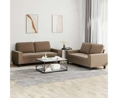 Sofa Sofos komplektas, 2 dalių, rudos spalvos, audinys