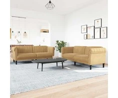 Sofa Sofos komplektas, 2 dalių, rudos spalvos, aksomas