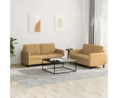 Sofa Sofos komplektas, 2 dalių, rudos spalvos, aksomas