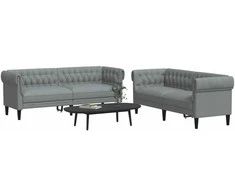 Sofa Sofos komplektas, 2 dalių, šviesiai pilkos spalvos, audinys