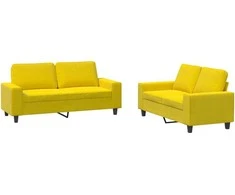 Sofa Sofos komplektas, 2 dalių, šviesiai geltonos spalvos, audinys