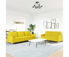 Sofa Sofos komplektas, 2 dalių, šviesiai geltonos spalvos, audinys