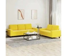 Sofa Sofos komplektas, 2 dalių, šviesiai geltonos spalvos, audinys