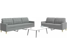 Sofa Sofos komplektas, 2 dalių, šviesiai pilkos spalvos, audinys