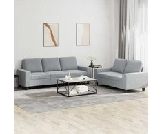 Sofa Sofos komplektas, 2 dalių, šviesiai pilkos spalvos, audinys