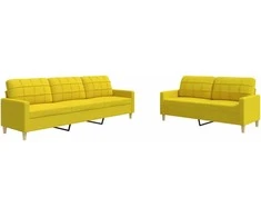 Sofa Sofos komplektas, 2 dalių, šviesiai geltonos spalvos, audinys