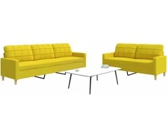Sofa Sofos komplektas, 2 dalių, šviesiai geltonos spalvos, audinys